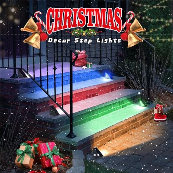 Solar Step Lights for Outside,6 Pack RGB Solid Color Changing Solar - Picture 2 of 7